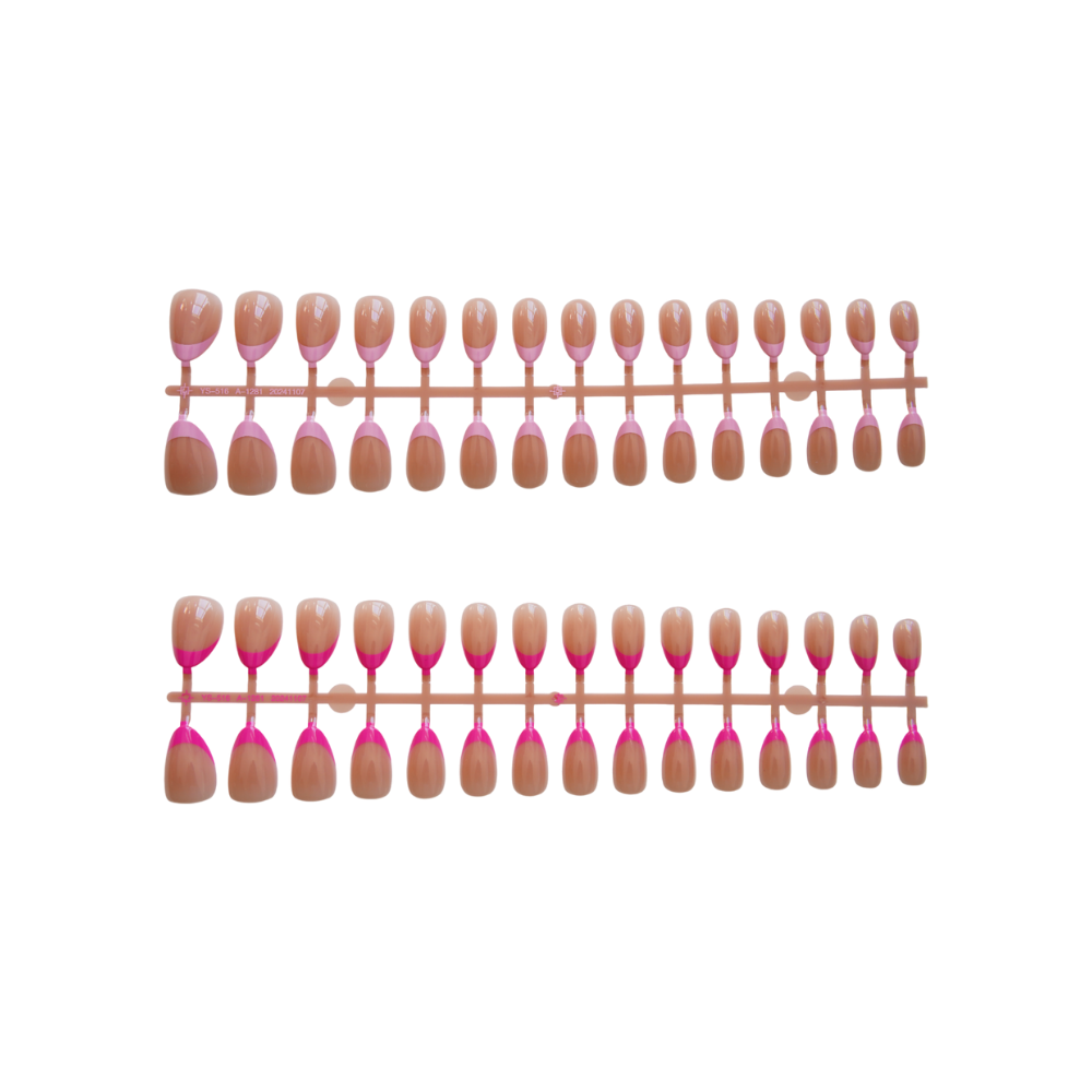 Baby Pink + Hot Pink French Tips