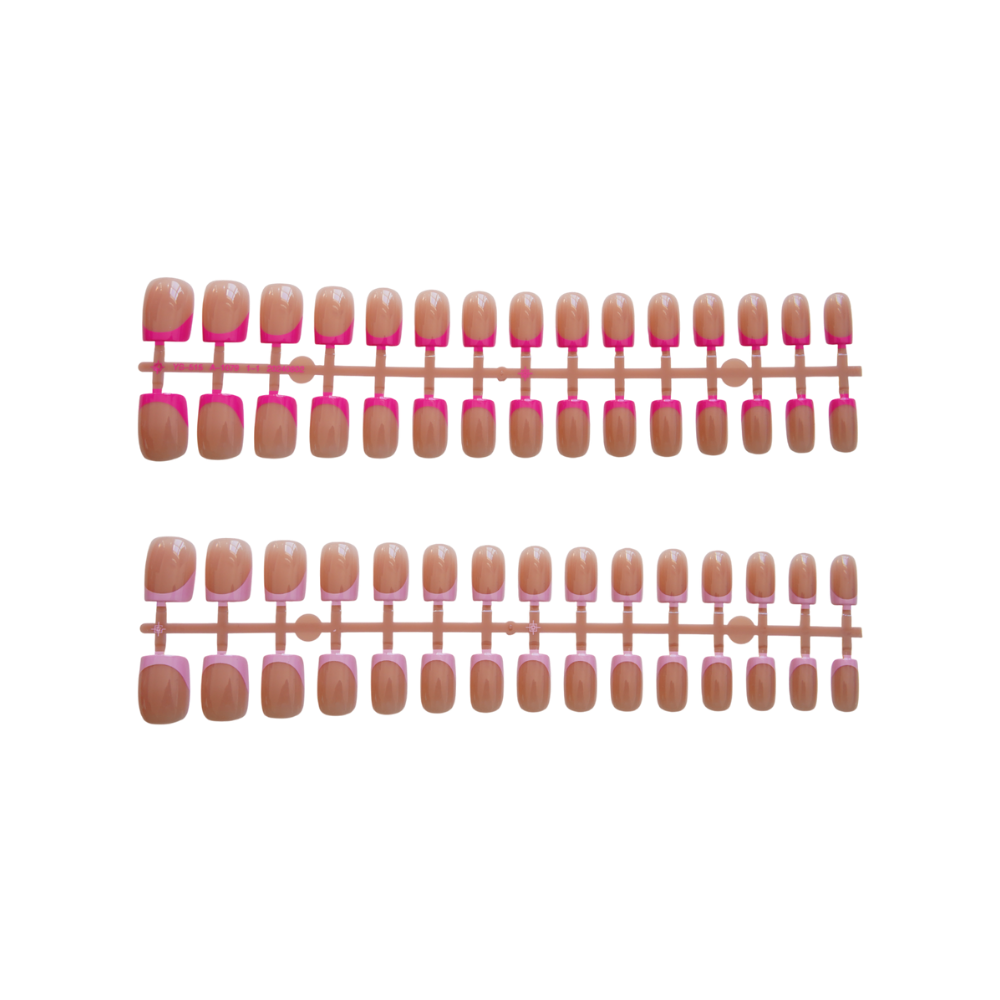 Baby Pink + Hot Pink French Tips
