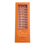 Orange box containing Baby Pink French Tips press-on nails with sheer nude base and soft pink French tips in square shape, short length, glossy finish, shown on hand 